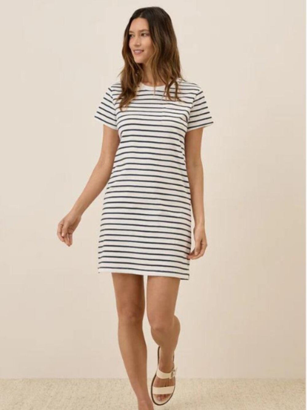 Pact Striped Tee Dress- Size Medium NWT